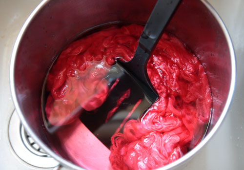 The liquid has turned clear The liquid turns clear when all the dye has been absorbed
