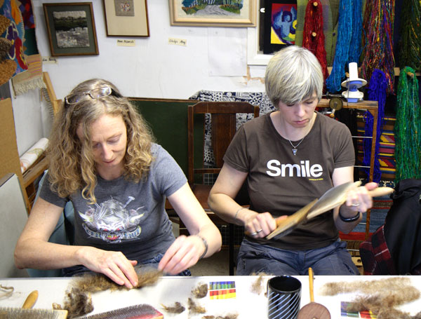 Helen and Juliet carding and prepading yarn